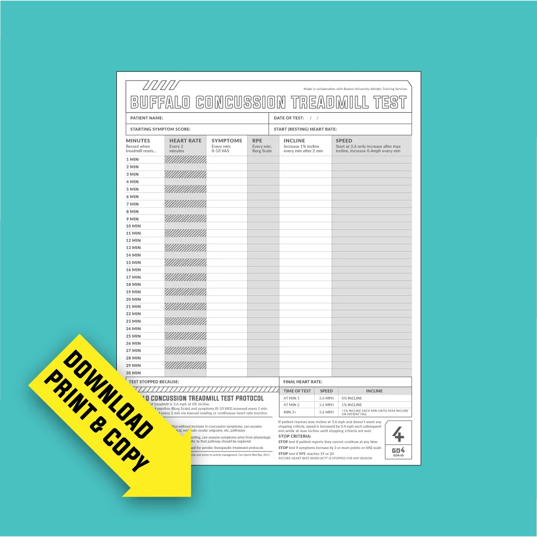 download the buffalo concussion treadmill test log and protocol