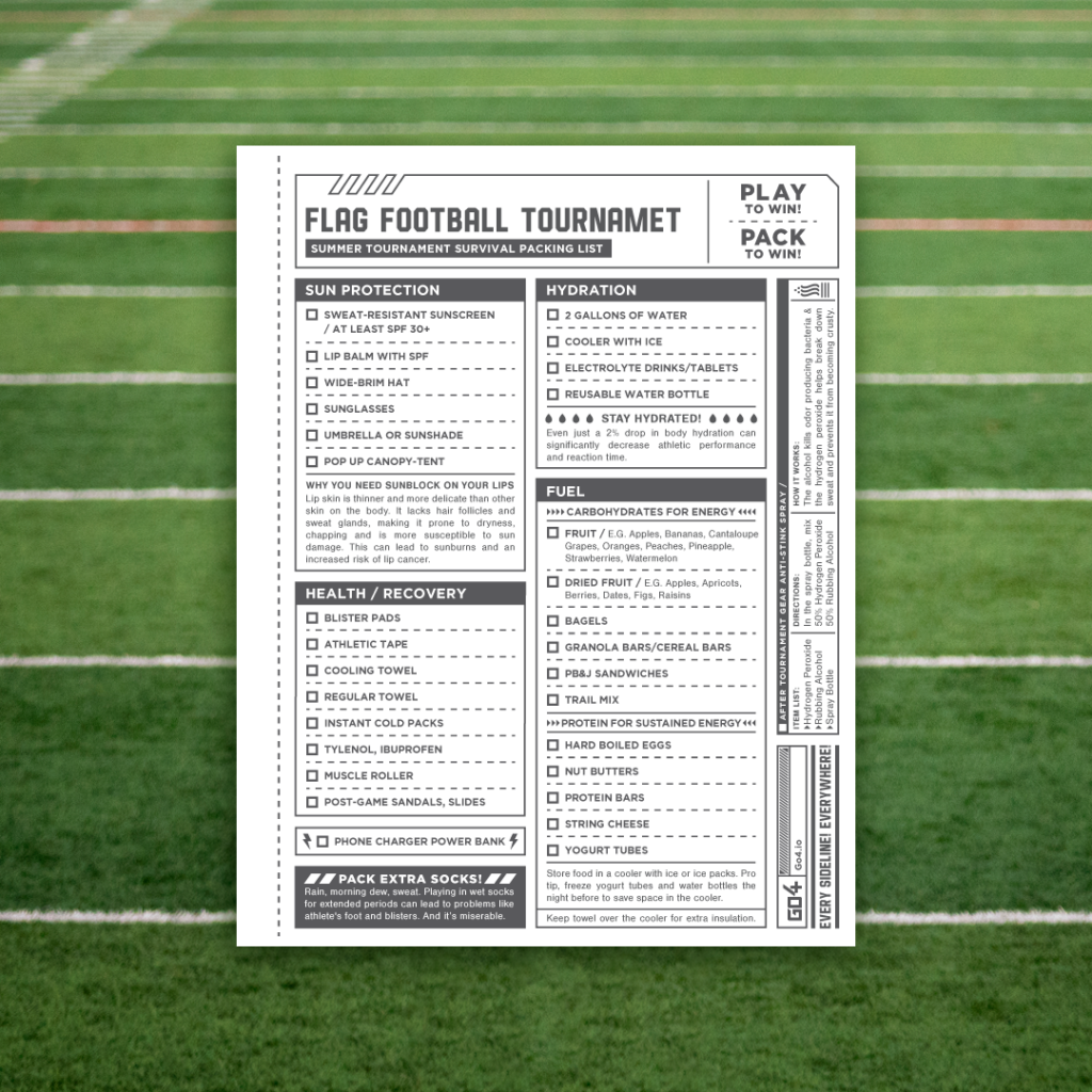 Flag Football Summer Tournament Survival Packing List