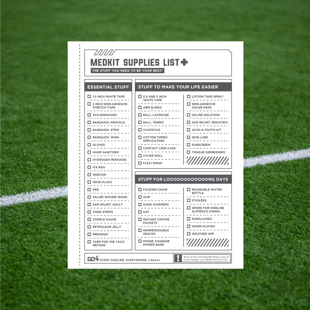 Medkit Supplies List for Athletic Trainers